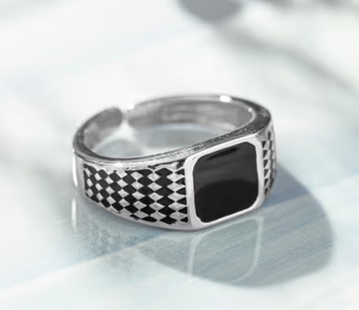 Zavya Rhodium plated silver ring for men
