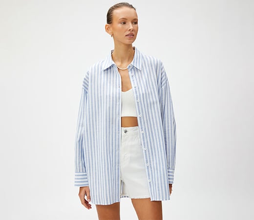 Shirt with blue stripes 