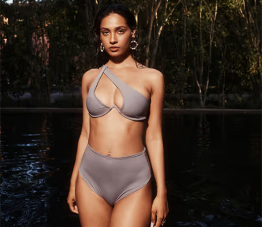 It Girl grey one-shoulder swimwear