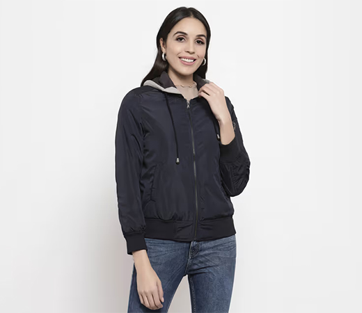 Gipsy Navy Blue Solid Jacket