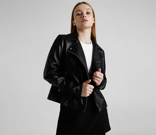 ONLY Black Faux Leather Biker Jacket