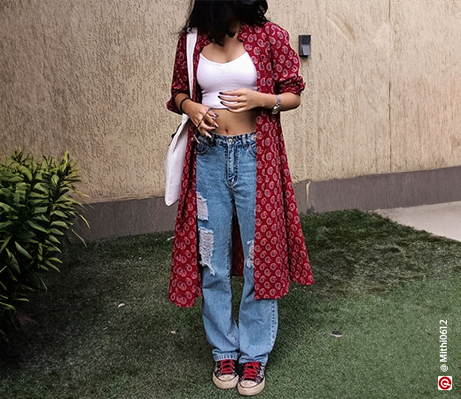 Women wearing a printed shrug
