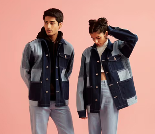 The Clothing Factory Colorblock Denim Unisex Jacket