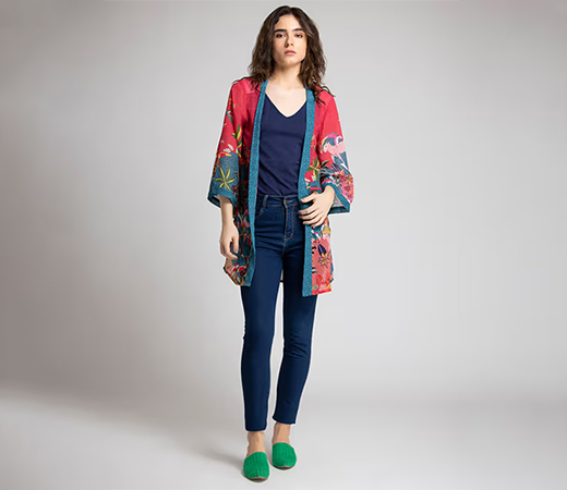 SHAYE Floral Printed Casual Shrug