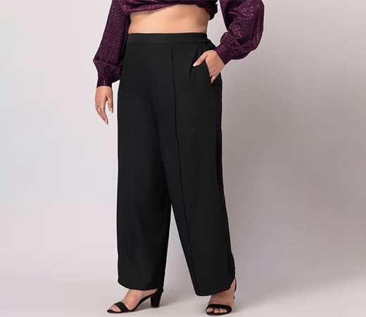 FabAlley Curve Black Straight Trousers