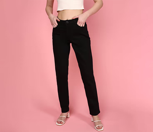 JUNEBERRY Women Solid Black Low Rise Jeans