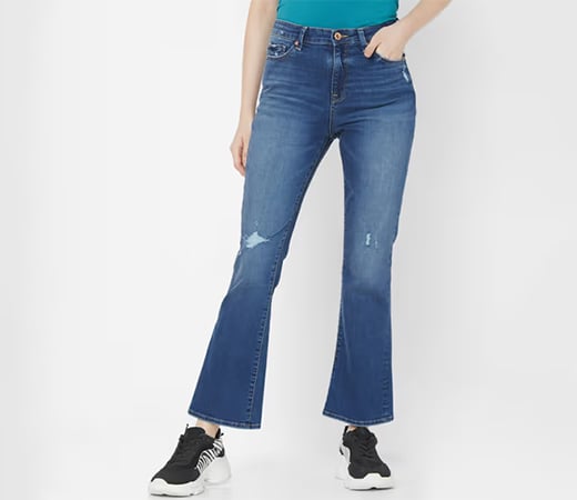 Spykar Bootcut Fit Ankle Length Jeans