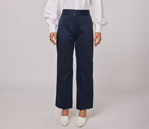 Not So Pink Navy Blue Wide-Legged Trouser