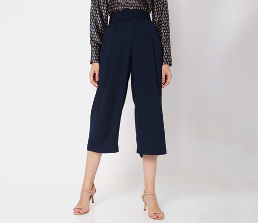 VERO MODA Women Solid Blue Culottes