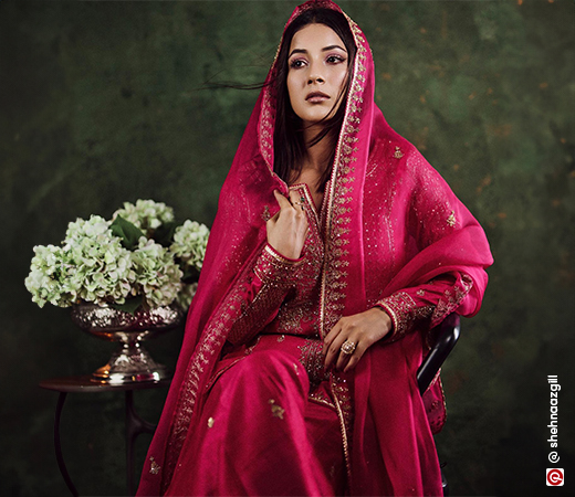 Shehnaaz Gill in a pink ethnic dress