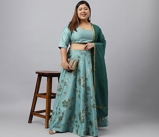 XL love by Janasya Silk Printed Lehenga Choli 