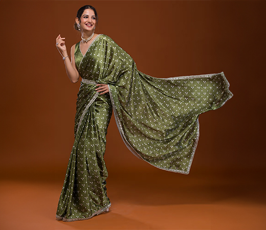 Koskii Green satin saree