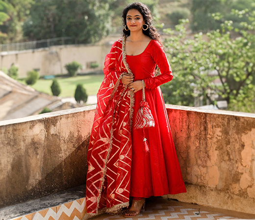 Onewe India Red anarkali dress