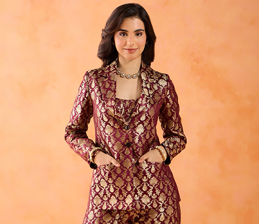 Gajra Gang Maroon brocade jacket