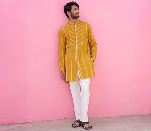 Lakshita Mirror work ivory kurta 