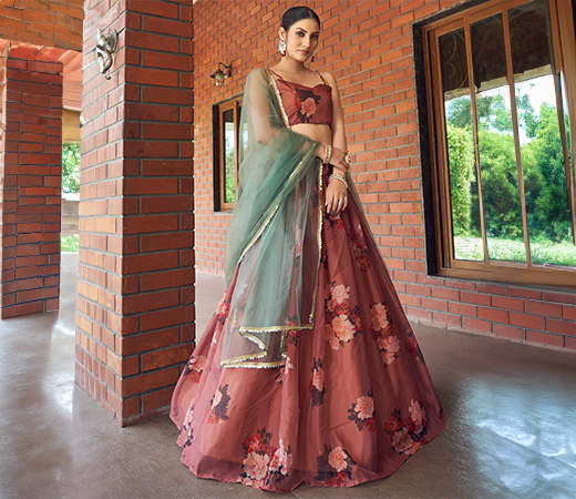 Pink Ethnic lehenga and dupatta 