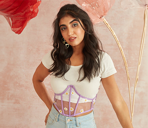 Lea Clothing sheer lavender corset belt