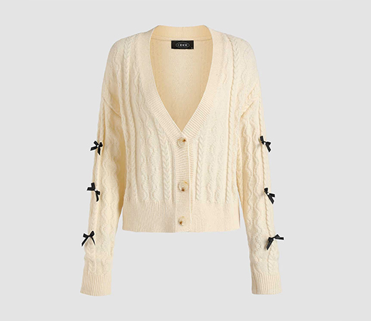 Cider Cable knit cardigan with bows 