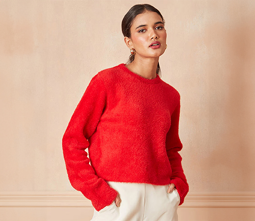 RSVP by Nykaa Fashion Red short sweater 