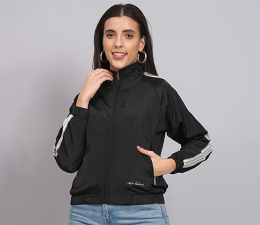 Anti Culture polyester black windcheater jacket