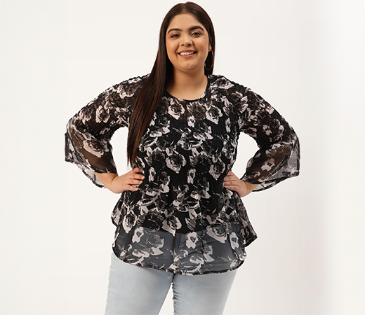 The Rebelinme Floral Print Smocked Georgette top