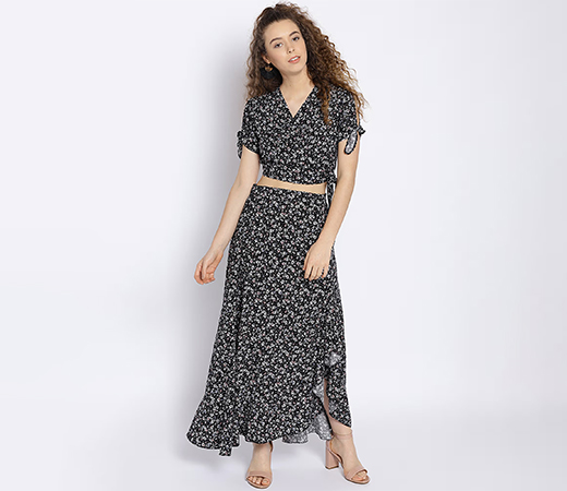Sera black floral co-ord set 