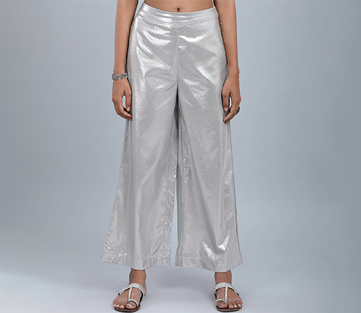 W silver metallic pants 
