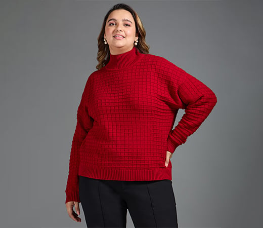 Twenty Dresses by Nykaa Fashion red turtleneck sweater 
