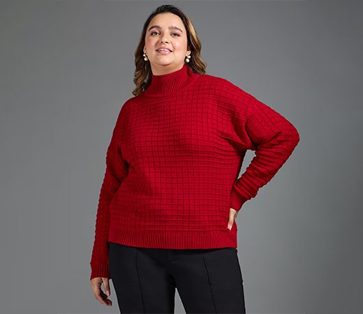 Twenty Dresses by Nykaa Fashion red turtleneck sweater 