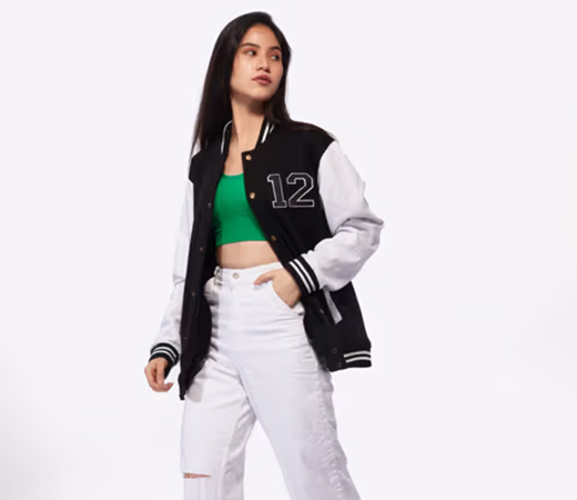 IZF Black White Varsity Jacket