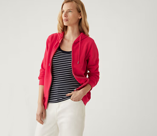 Marks & Spencer Red Pure Cotton Zip-up Hoodie