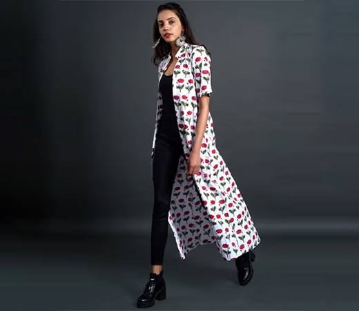 Fancy Pastels White Mughal Motif Cape