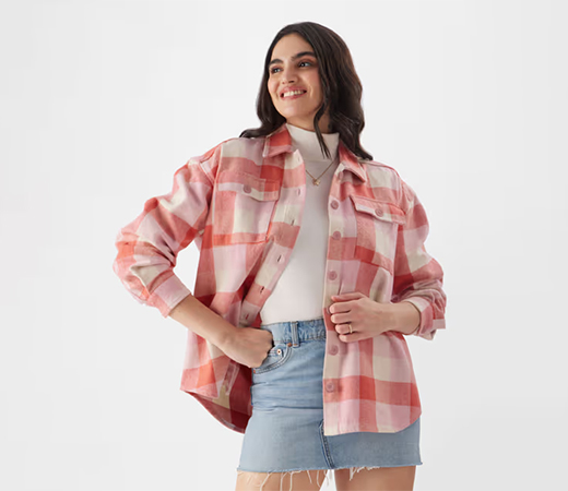 The Souled Store Women's Shacket Pink