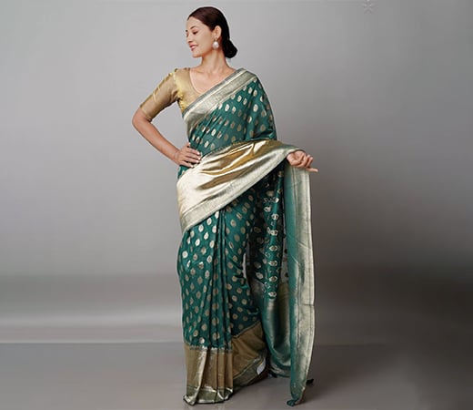 Unnati Silks Green Fancy Banarasi Silk Saree
