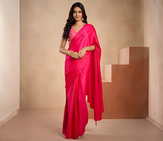 Gajra Gang Fuchsia Two-Toned Saree