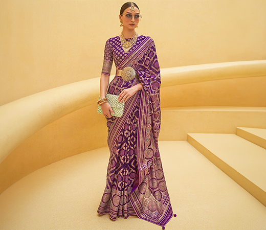 Akhilam Women's Organza Designer Saree with Unstitched Blouse