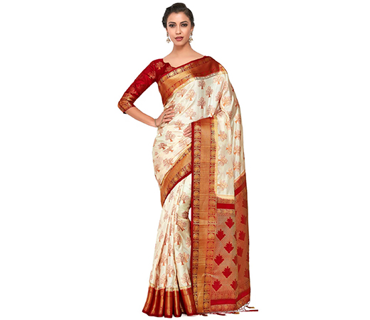 Mimosa Silk Off White Saree