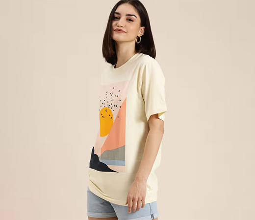 DILLINGER Cream Graphic Oversized T-Shirt