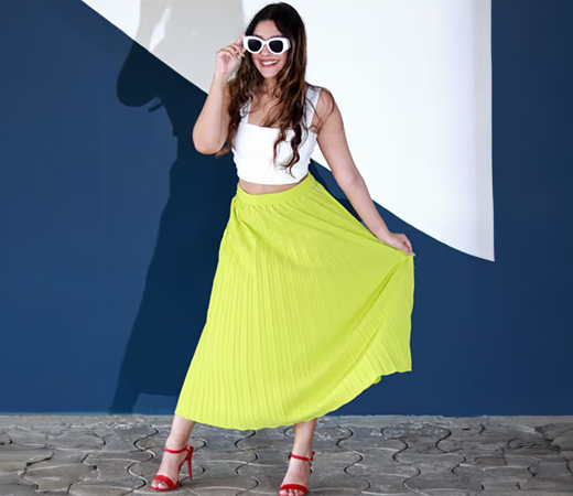  Uptownie Lite Womens Crepe Printed Pleated Skirt