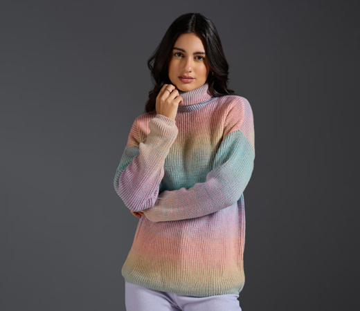 Twenty Dresses by Nykaa Fashion Multicolor Ombre Turtleneck Sweater
