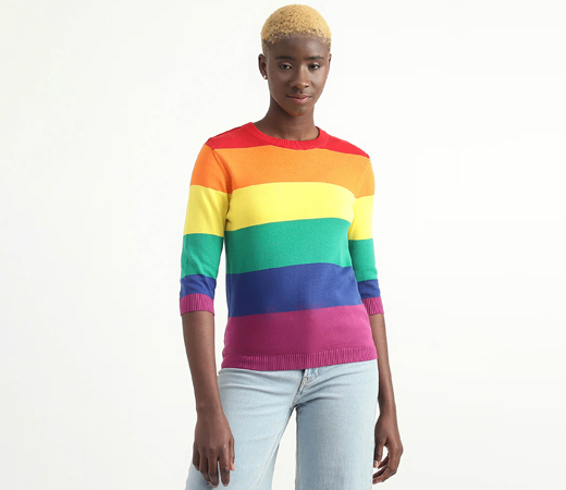 United Colours of Benetton Cotton Striped Round Neck Women Multi Color Sweater