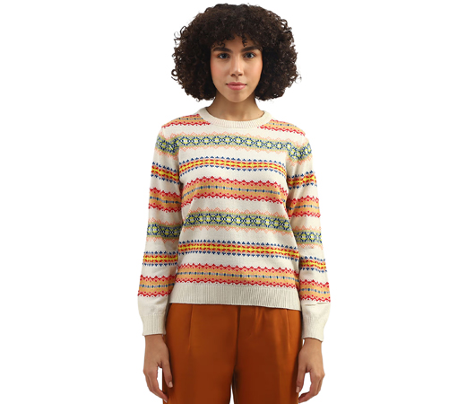 United Colours of Benetton Women Knitted Crew Neck Sweater White