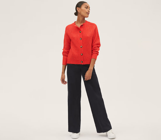 Marks & Spencer Knitted Crew Neck Orange Cardigan