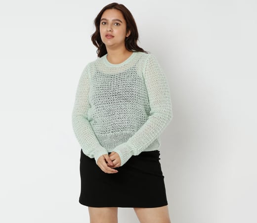 VERO MODA Women’s Self-design Green Sweater