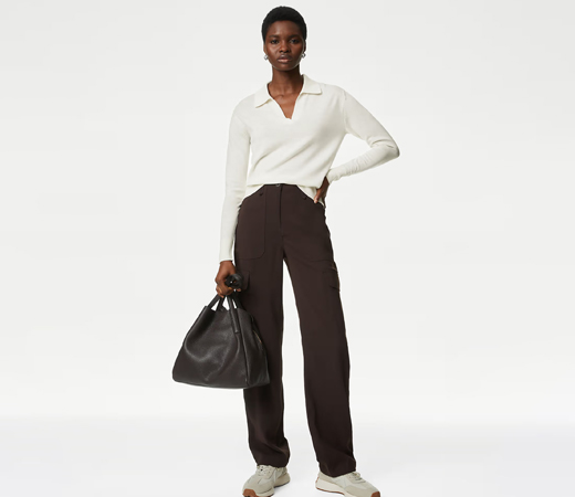 Marks & Spencer Pure Merino Wool Collared Ivory Sweater