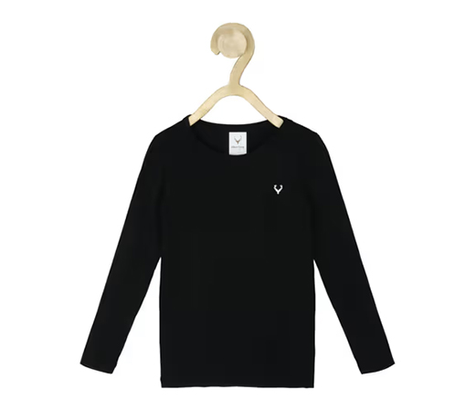 Allen Solly Junior Boys Black Regular Fit Solid Crew Neck T-Shirt