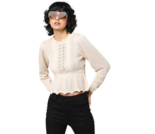 ONLY Women Lace Beige Sweater