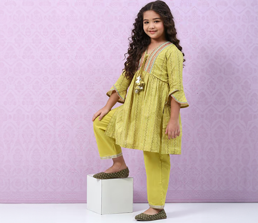 BIBA Olive Printed Kurta