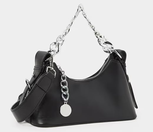 Black Chunky Chain Detail Shoulder Bag by Styli