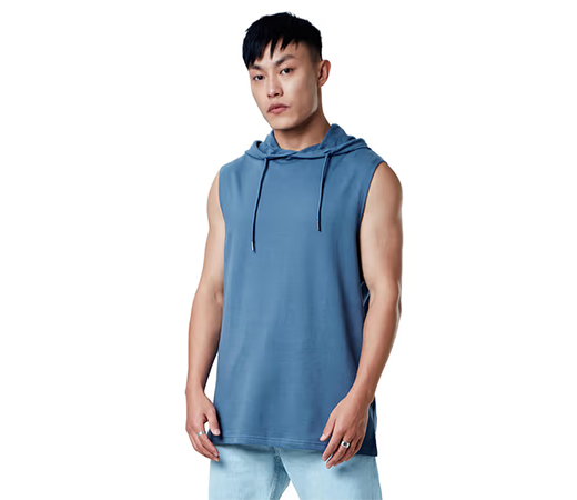 The Souled Store denim blue polycotton hooded vest for men